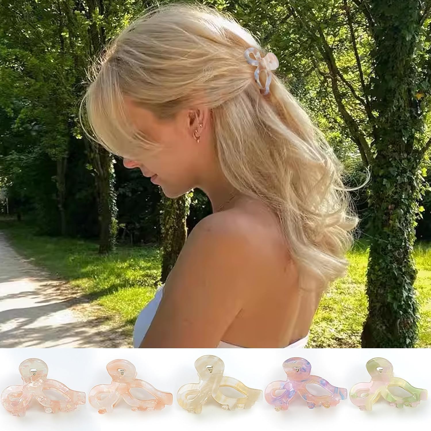 Bgffuy10 Pack Small Bow Hair Claw Clips for Women & Girls - Acrylic Claw Jaw Clips Cute Butterfly Barrettes Stylish Hair Accessories for Thin/Thick Hair image 4