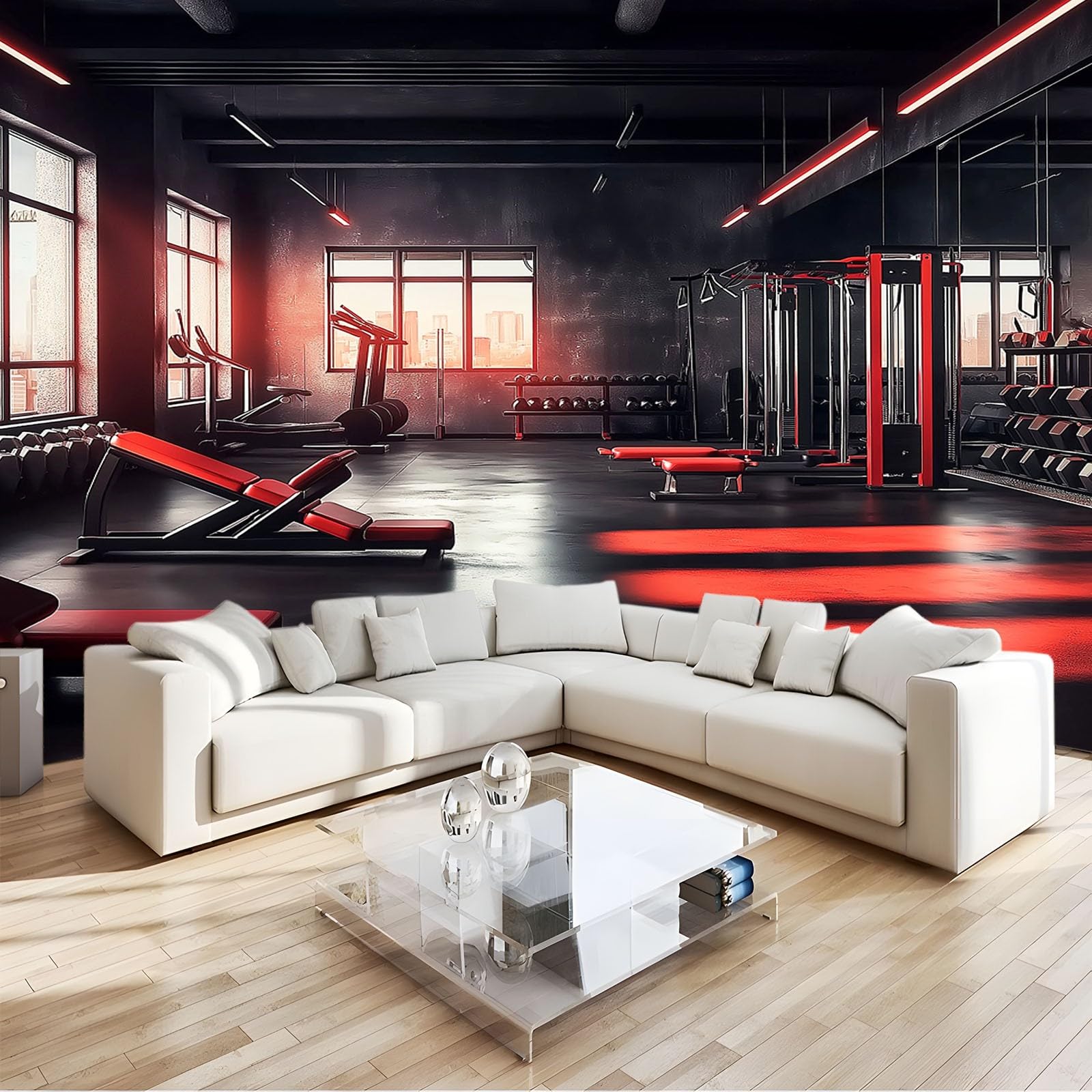 Papier Peint Salle de Sport Mural 3D Décoration Panoramique 300x210 cm pour Salon Moderne