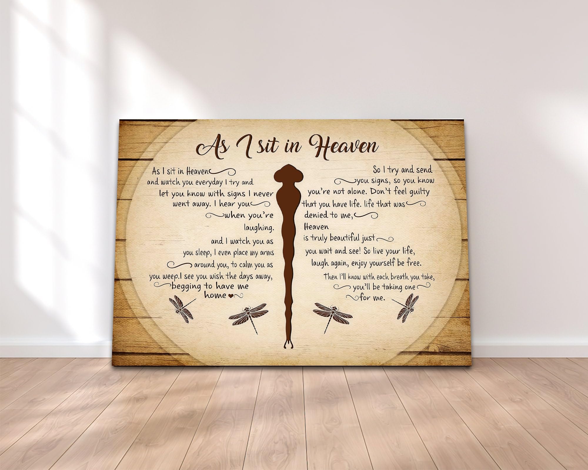 Yelacecca As I Sit In Heaven In Dragonfly Wings In Memory Of Bereavement Gift Sympathy For Loss Gift For Grief Poster For Home Cafe Bar Garage Metal Sign 8X12 Inches