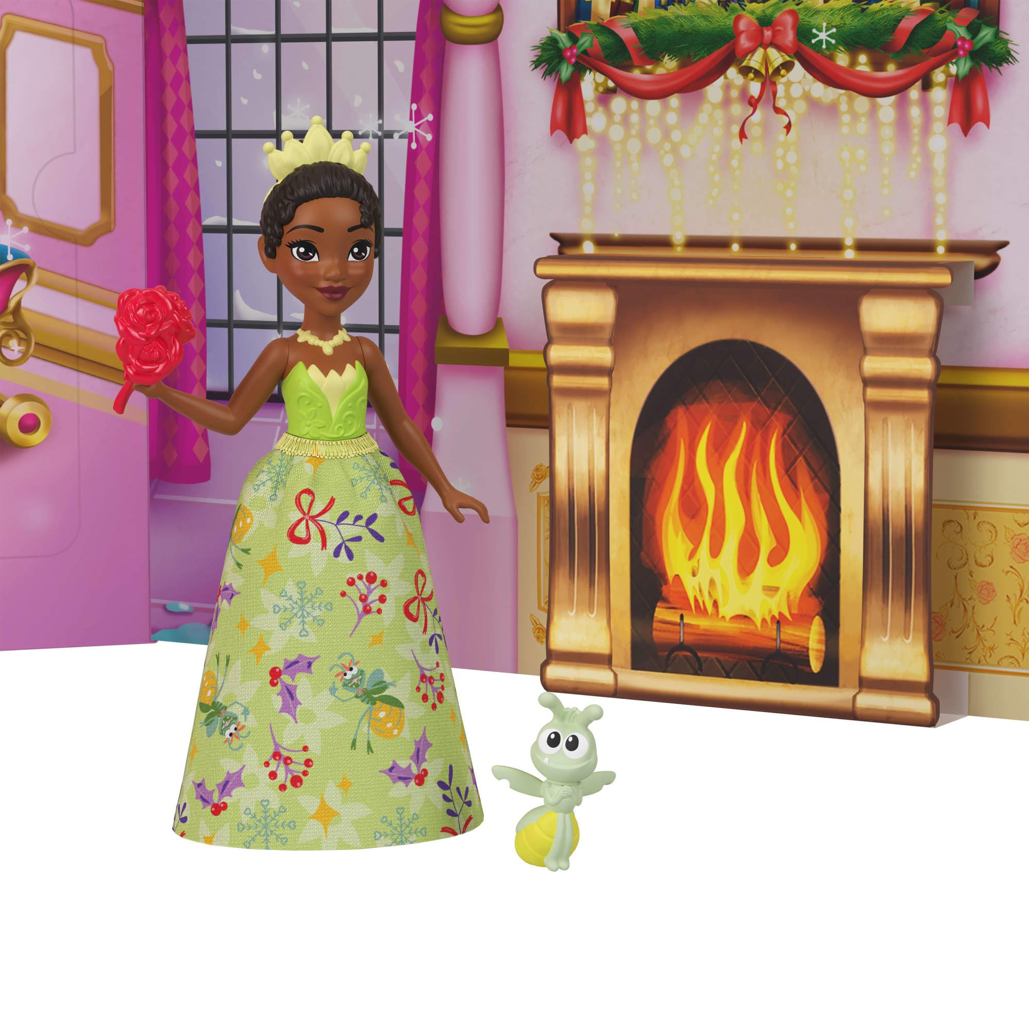 Mattel Disney Princesas Calendario de Adviento con 24 días de sorpresas, incluidas 3 muñecas pequeñas, 3 amigos, 6 prendas y 16 accesorios inspirados en las películas, JFG79