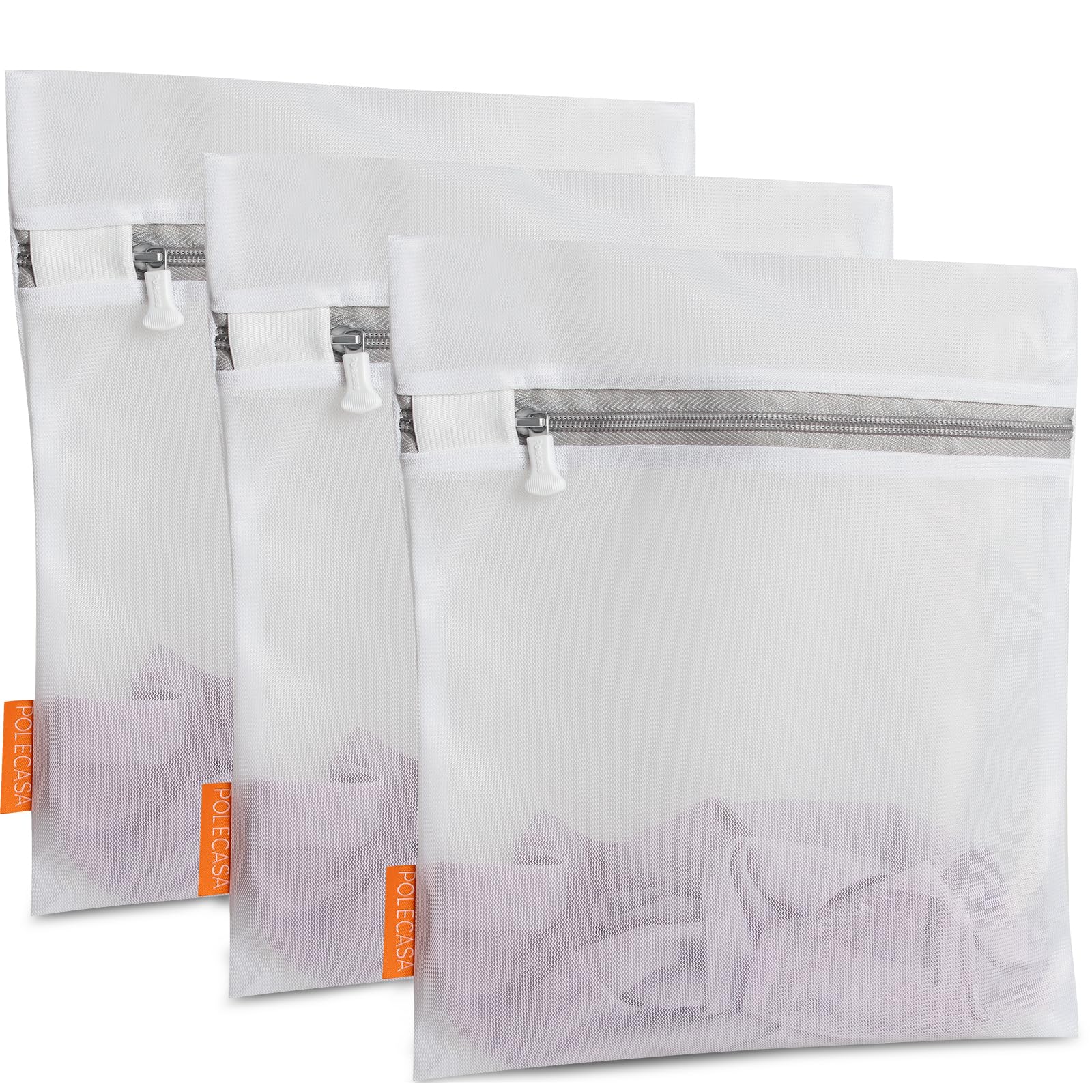 Polecasa 3 Pack 9 x 12 Inch Small Mesh Laundry Bags for Delicates and Lingerie-Fine Mesh Laundry Wash Bag for Washing Machine, Socks, Underwear, Panties, Travel Organization-image-1