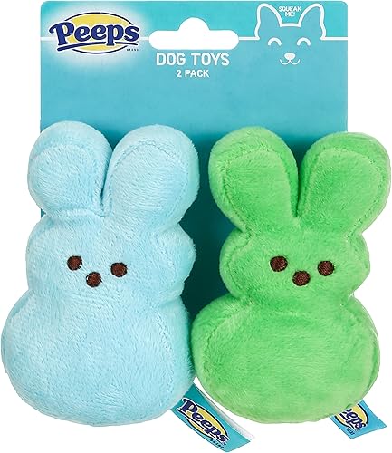 Green & Blue Peeps - Juguetes chirriantes de peluche para perros, juego de juguetes para perros pequeños de Peeps Marshmallow Candies Brand Juguetes