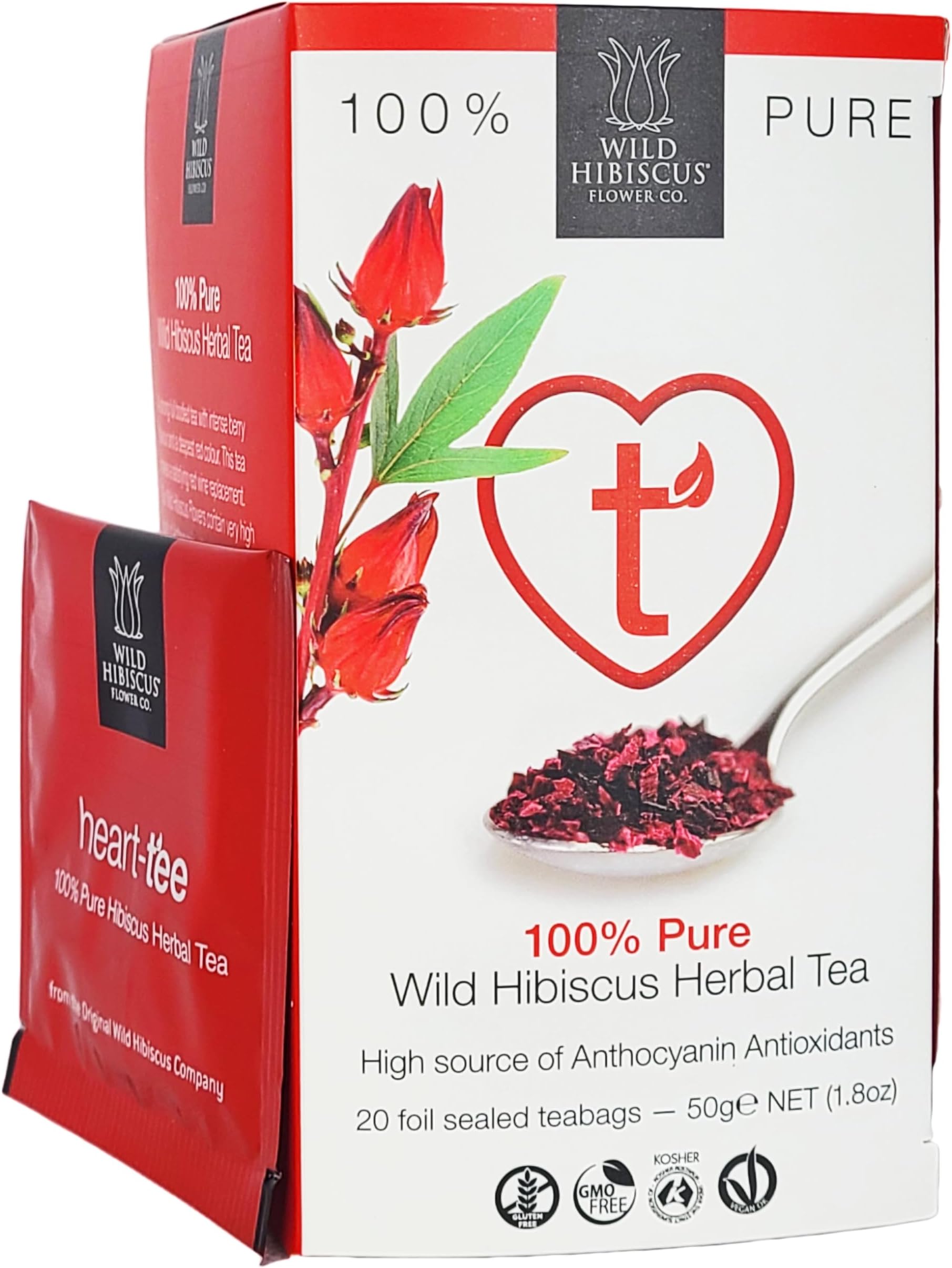 Wild Hibiscus Heart Tea | Premium Herbal Blend with Hibiscus & Botanicals (1.1 oz) | Caffeine-Free Wellness Tea | Rich in Flavor & Antioxidants