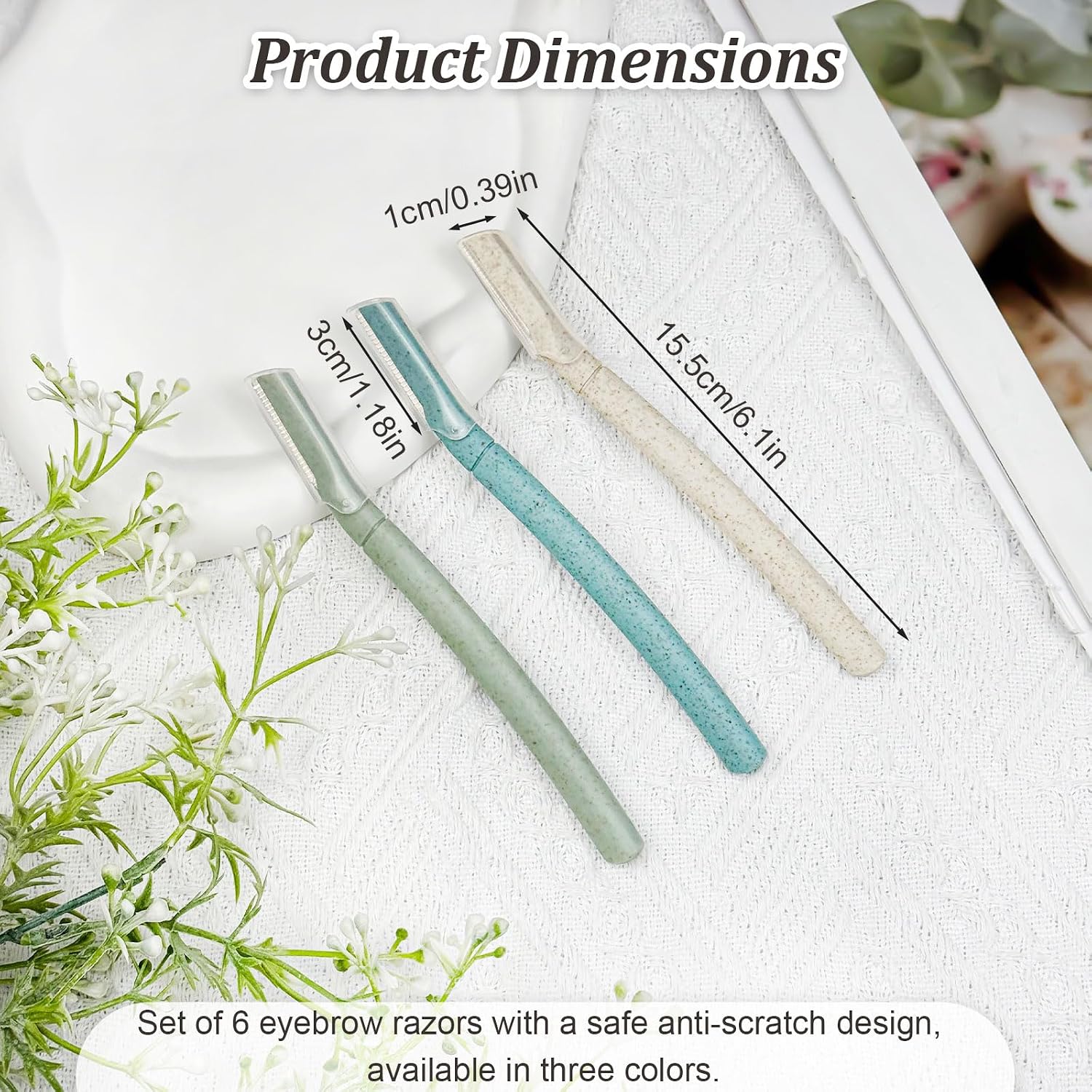 6PCS Multicolor Dermaplaning Razor Set for Women, Face & Eyebrow Hair Trimmer with Replaceable Blades.