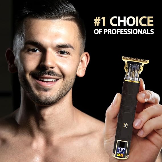 Cutting Edge T-Blade Trimmer for Men, Hypoallergenic T-Blade Trimmer with 4 Guide Combs (1mm, 2mm, 3mm, 4mm) LCD Screen, Rechargeable 120 Minute Run-Time, Bump-Free & Irritation-Free, Ergonomic Design