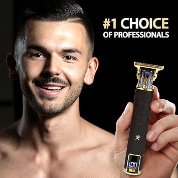 Cutting Edge T-Blade Trimmer for Men, Hypoallergenic T-Blade Trimmer with 4 Guide Combs (1mm, 2mm, 3mm, 4mm) LCD Screen, Rechargeable 120 Minute Run-Time, Bump-Free & Irritation-Free, Ergonomic Design