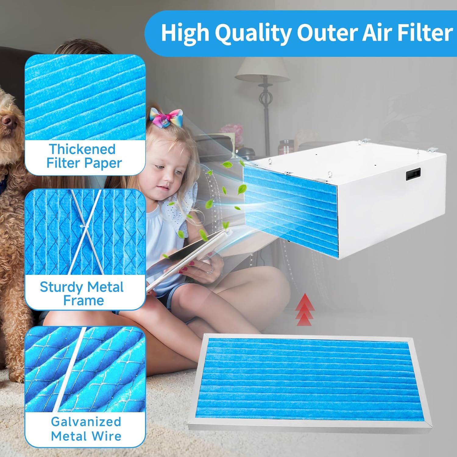 24x12x1 MERV 13 Washable Electrostatic Outer Air Filter Replacement for JET AFS-1000B, AFS-1000C & 708732 Air Filtration Systems, 2-Pack