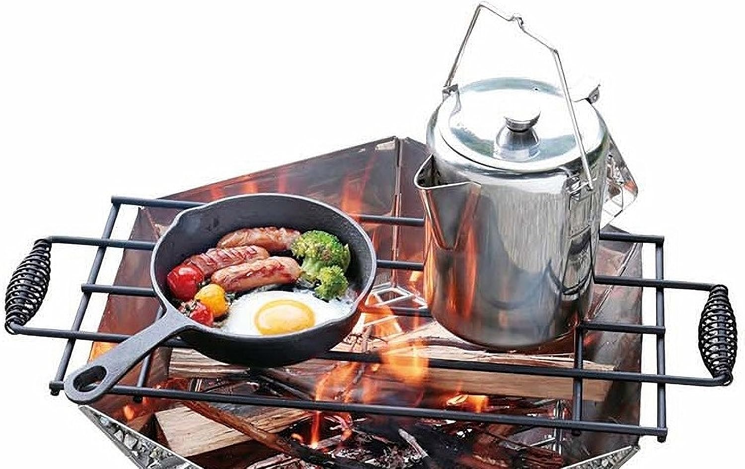 Captain Stag UG-3252 Camping Barbecue, Bonfire, Bonfire Stand, Stovetop, Grill, Black, 22.4 x 9.1 inches (570 x 230 mm)