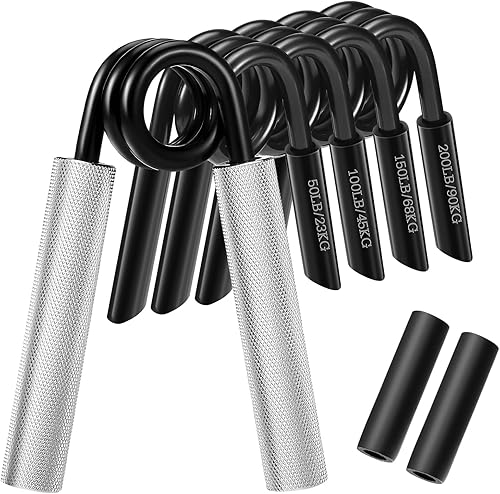 Juego de entrenamiento de fuerza de agarre (paquete de 7), rango de agarre de 50 a 350 libras, fortalecedores de agarre de mano antideslizantes de