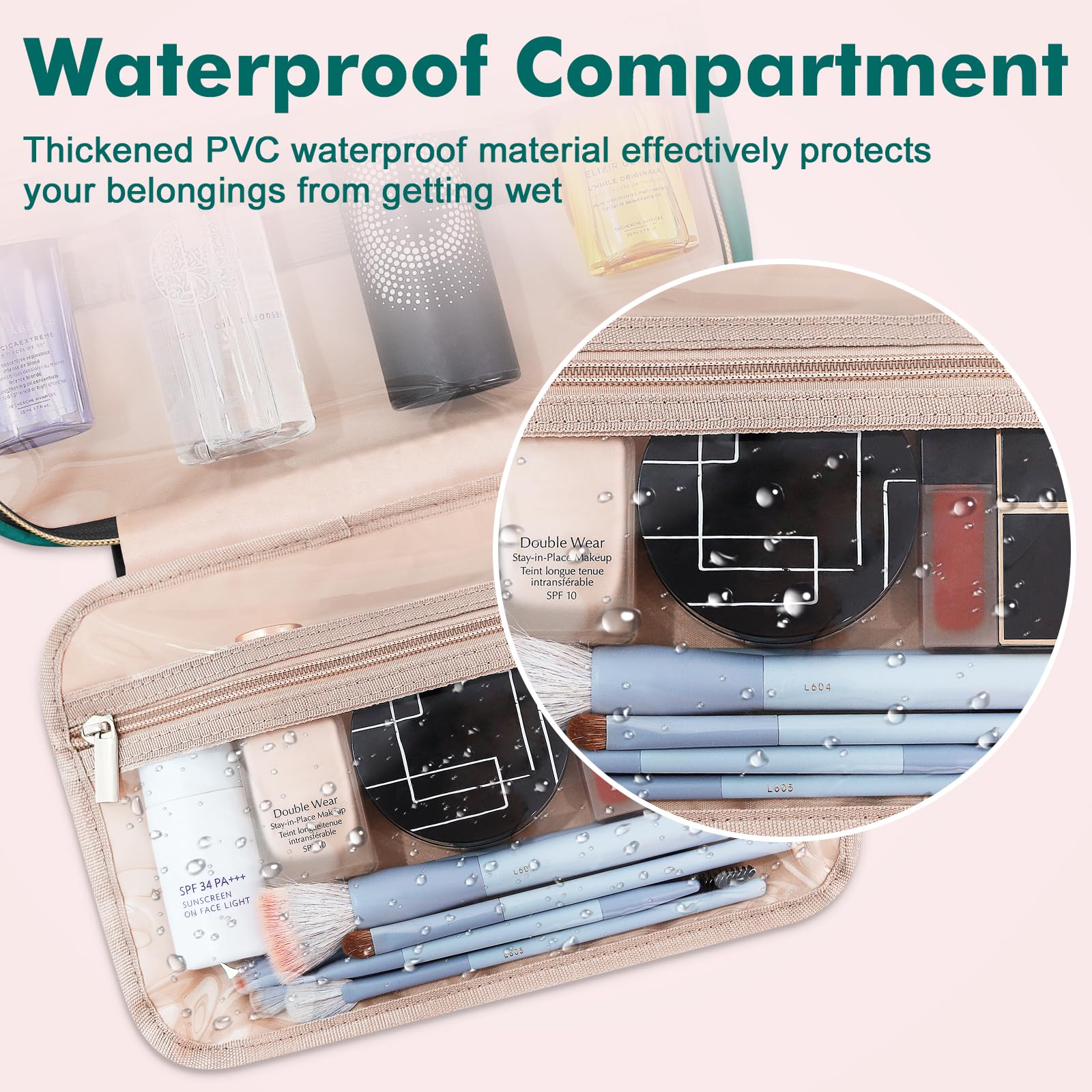 Wedama Beauty case da donna, borsa da viaggio media, borsa da toilette da appendere per bagno, borsa per trucco impermeabile in PVC ispessito, borsa per articoli da toeletta per viaggi e campeggio,