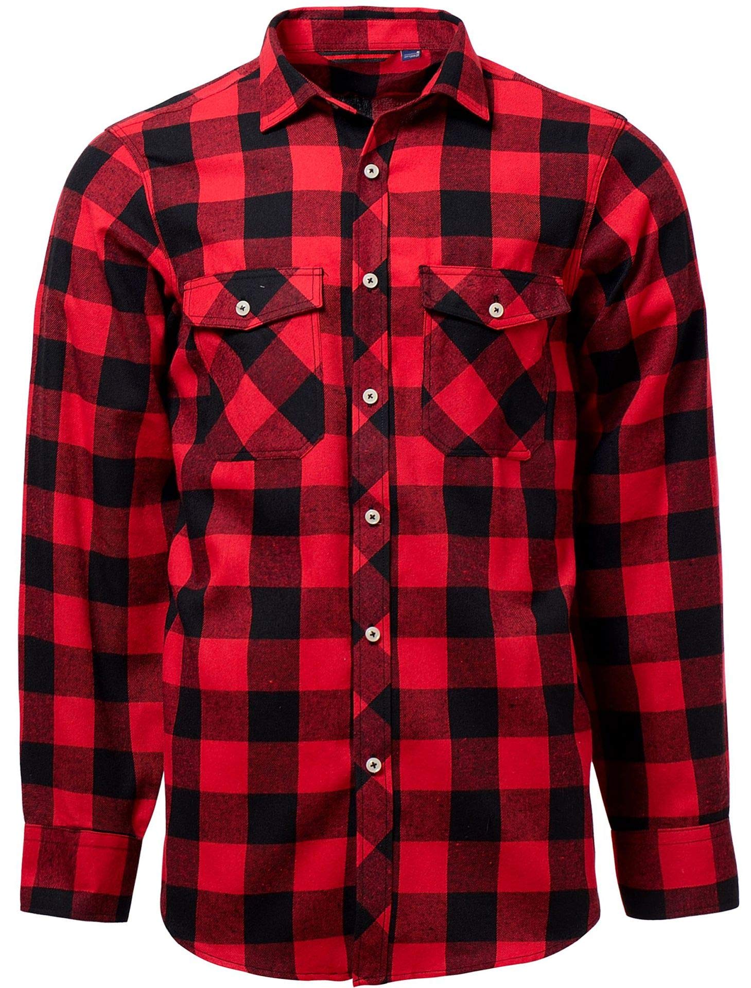 J.VER Herren Hemd Kariertes Flanellhemd Freizeithemd Regular Fit Langarm Karohemd Baumwolle HolzfäLler Oberteil Casual Shirt mit Brusttasche