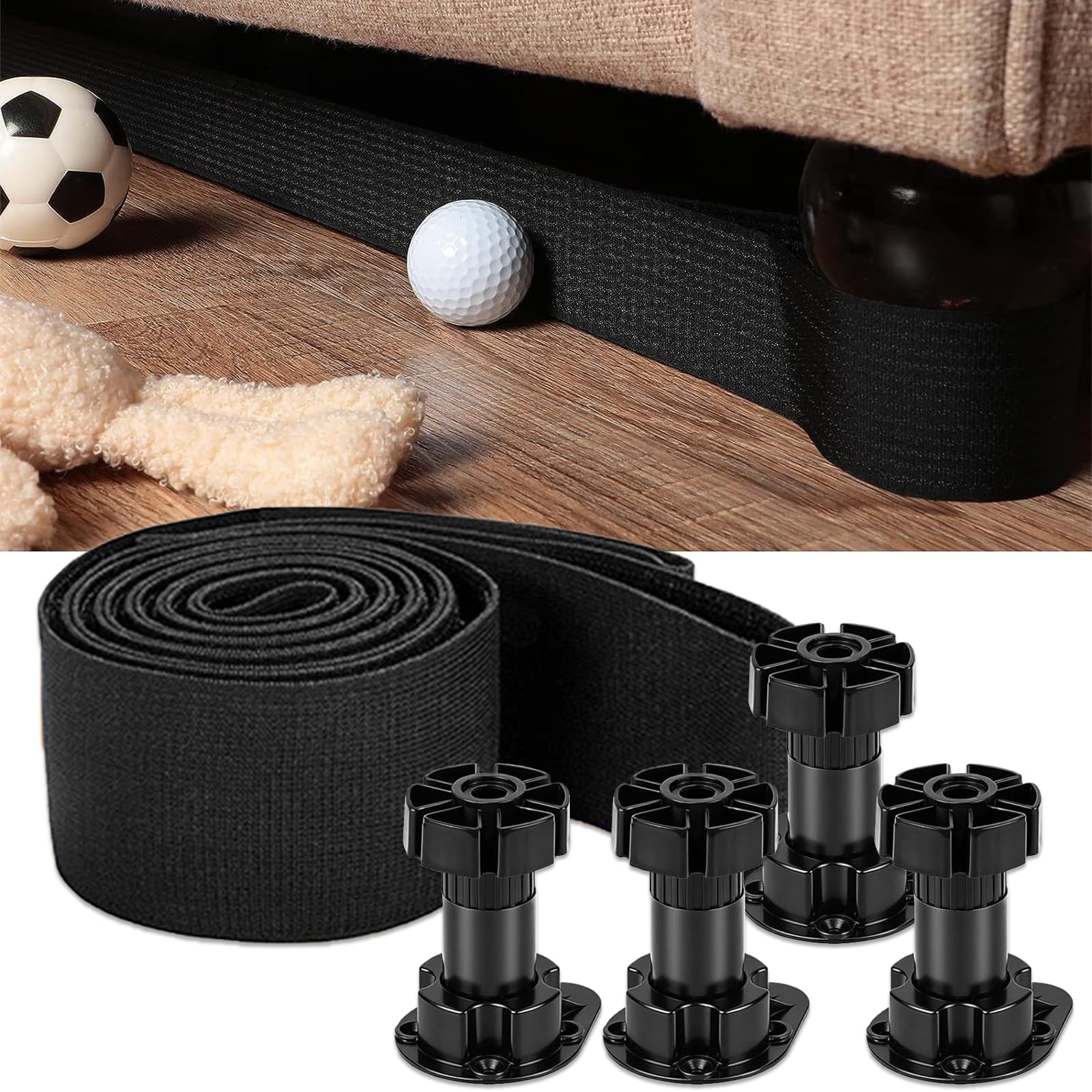 Barrière pour jouets sous canapé avec pieds réglables et nylon