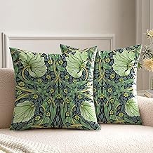 Cushion Covers William Morris 40x40cm Green Leaf Decorations Double Sided Pattern Throw Pillow Case Set of 2 Home Decor for Sofa Bench Couch