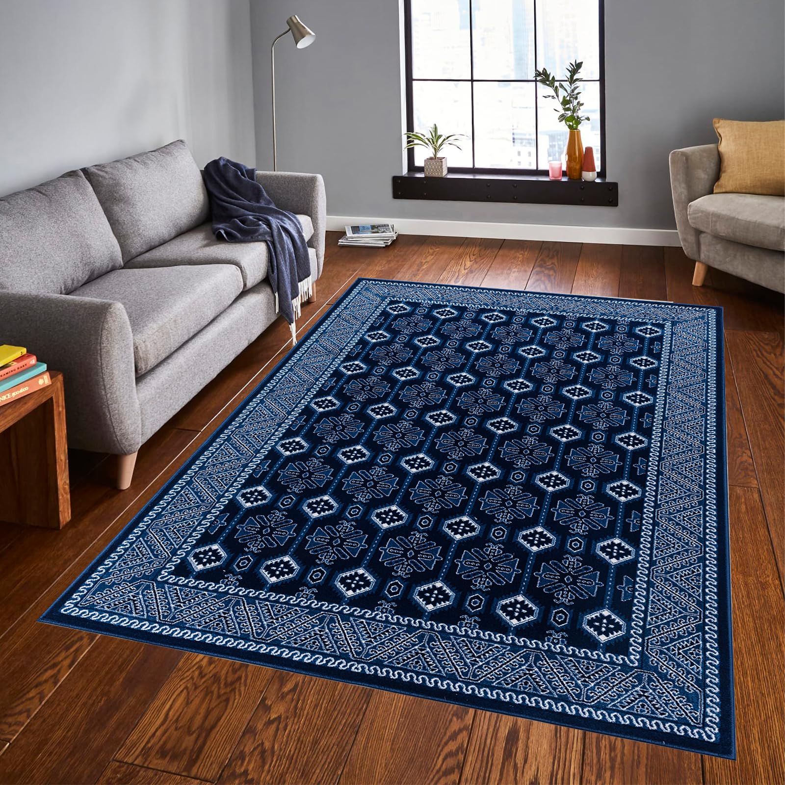 cozily® Jute Back Carpets For Living Room With Soft Pile, Oriental Rug - Arta 240 x 320 cm Blue - Washable Carpets For Bedrooms and Dining Room Rug — image 1