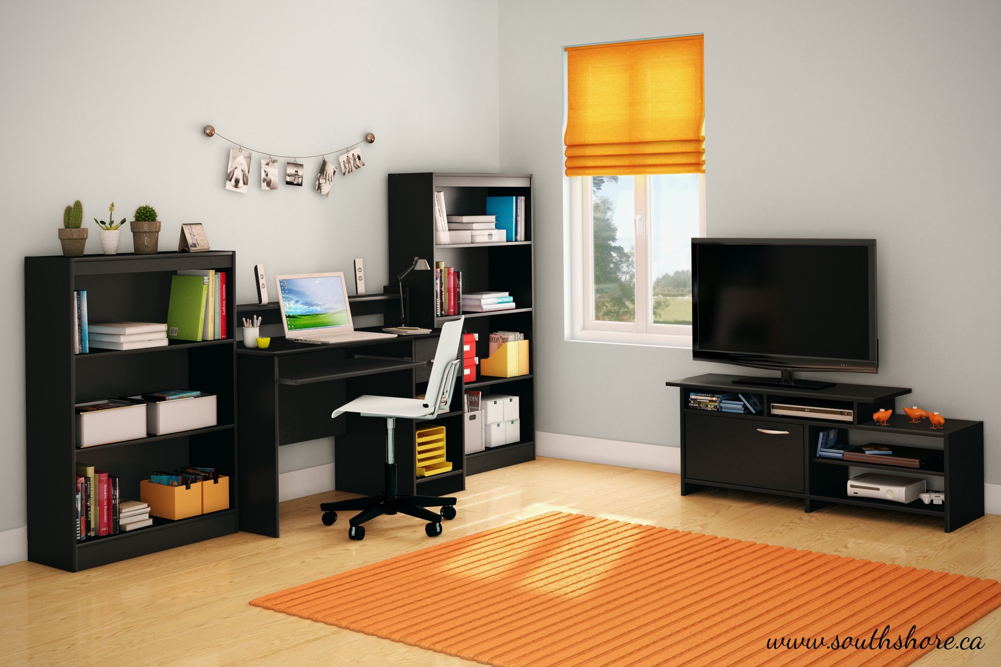 South Shore Axess Desk with Keyboard Tray, Black