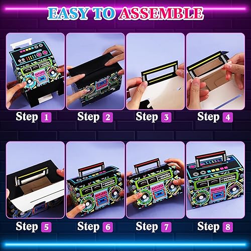 Miniatura 3 de Jenaai 24 piezas de cinta de casete de los años 80 y 90 para centro de mesa y cajas de boom de los años 80 y 90 decoración de fiesta temática retro
