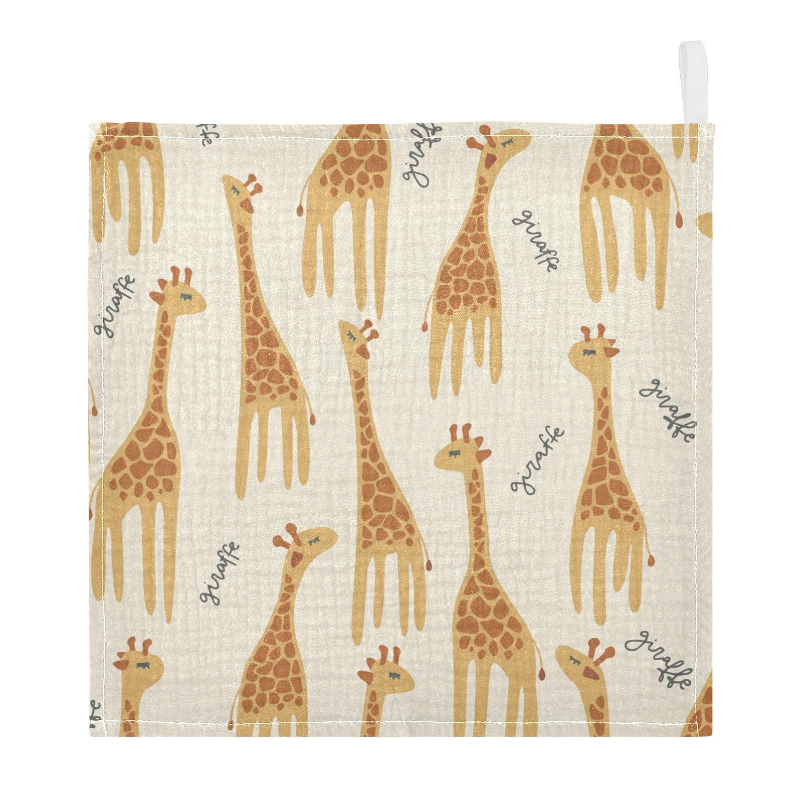 vvfelixl Baby Muslin Washcloths Giraffe Safari Print Baby Burp Cloths Cotton Baby Face Towel for Newborn Infants Boys Girls Soft and Absorbent 11.8 X 11.8In, 3 Pack