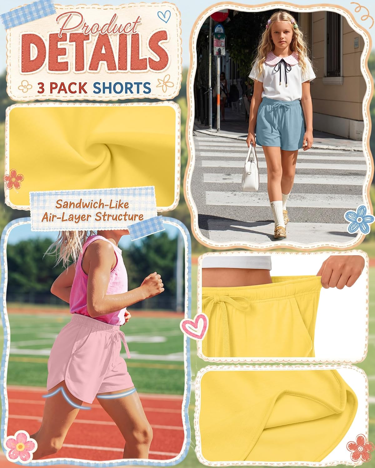 3 Pack Girls' Athletic Shorts