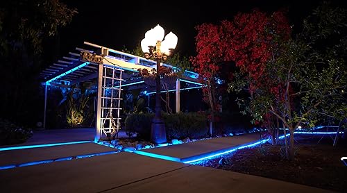 Miniatura 7 de WYZworks Cuerda de luz LED azul de 20 pies, 8 modos, iluminación impermeable para exteriores con control remoto, tubo transparente flexible,