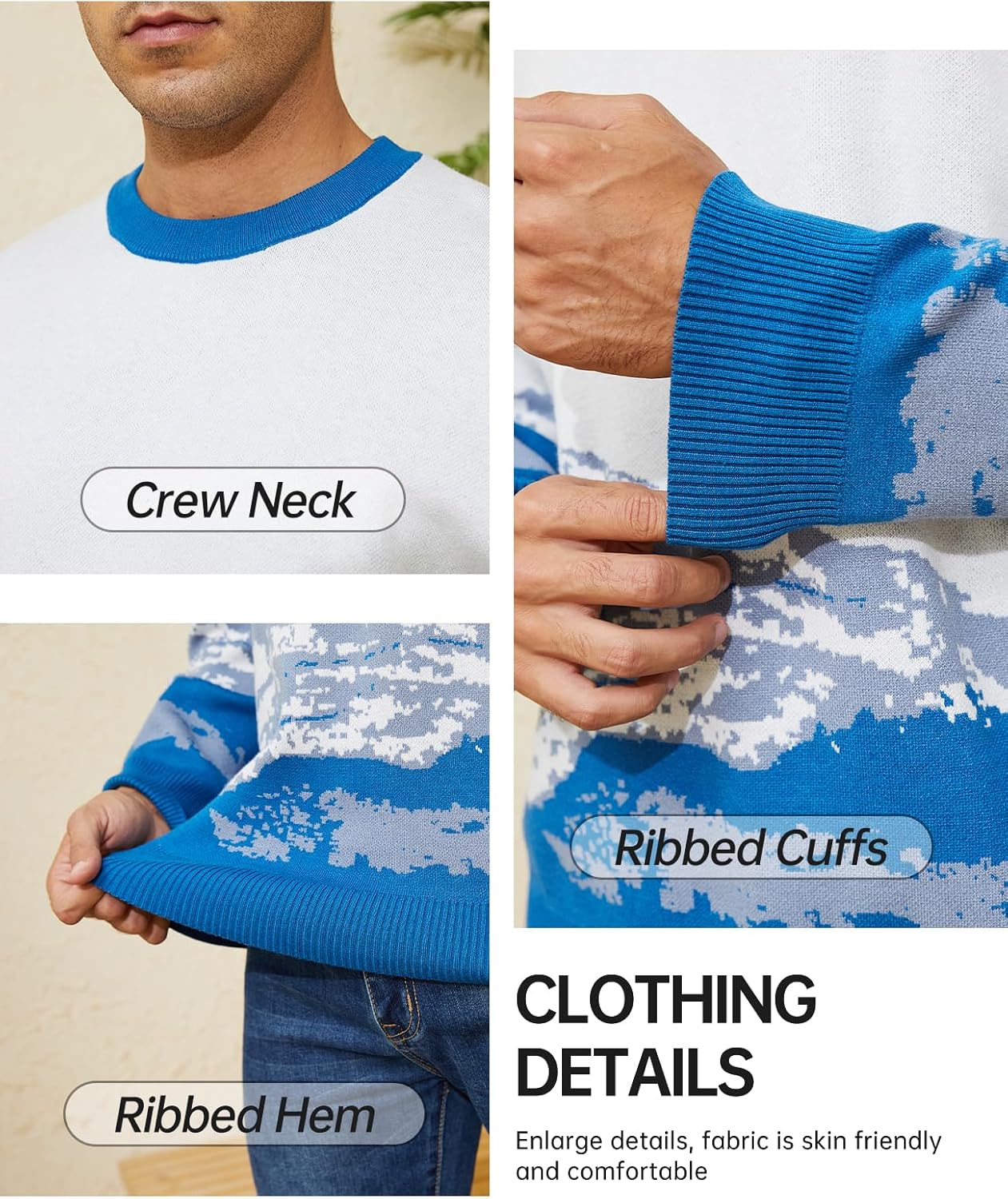 Arssm Mens Vintage Sweater Grandpa y2k Oversized Casual Cable Knit Sweater Pullover Graphic Crewneck Tops - Image 6