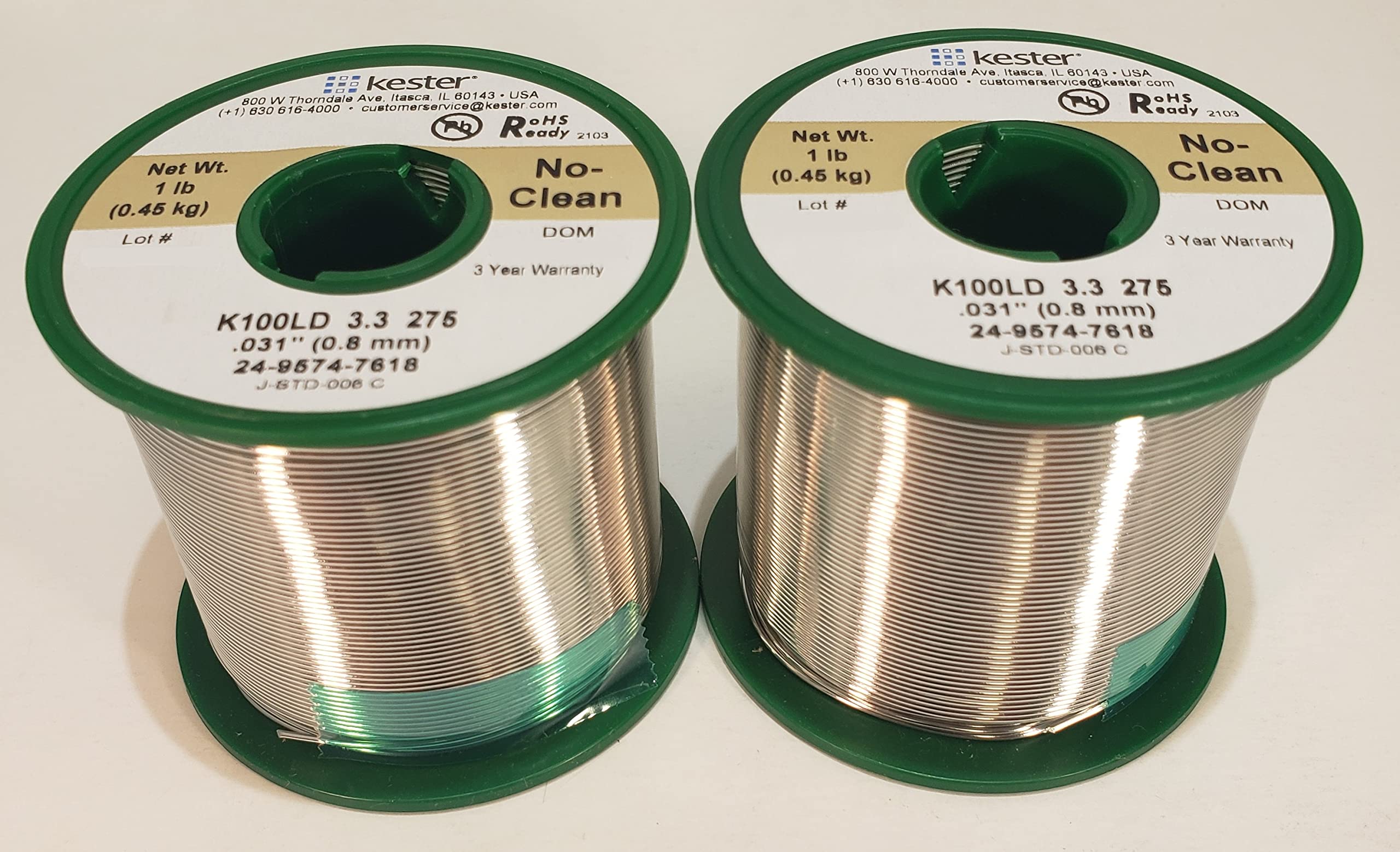 Kester443-845 24-9574-7618 K100Ld Lead-Free No Clean Wire Solder.031