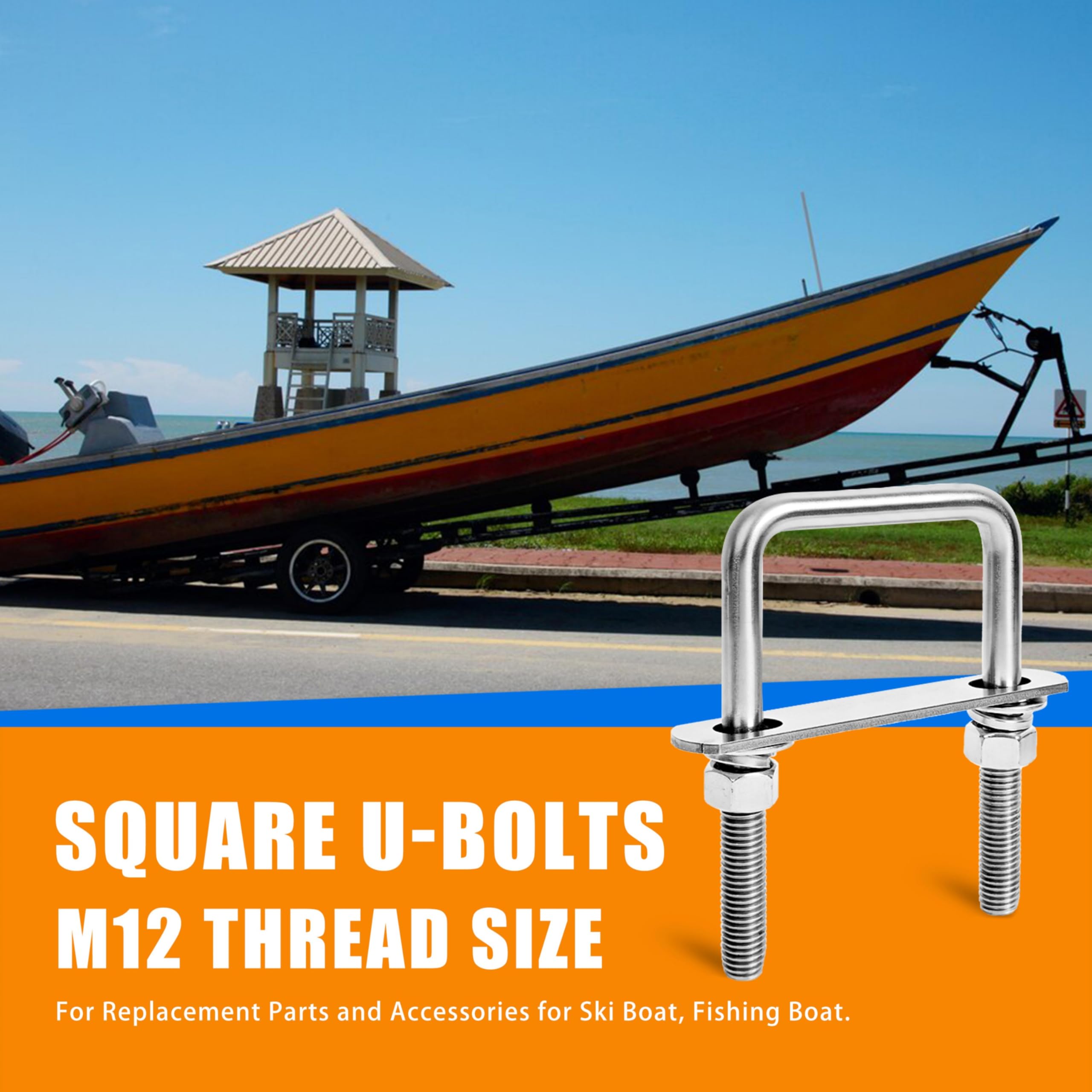 Stainless Steel U-Bolts - M12, 3-1/16" x 4-1/2" -6 Stainless Steel U-Bolts - M12, 3-1/16" x 4-1/2" -6