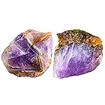 Amazing Gemstone Amethyst Chevron Raw Crystals and Healing Stones, Natural Rocks for Tumbling - DIY Raw Stones and Crystals, 2 Pieces