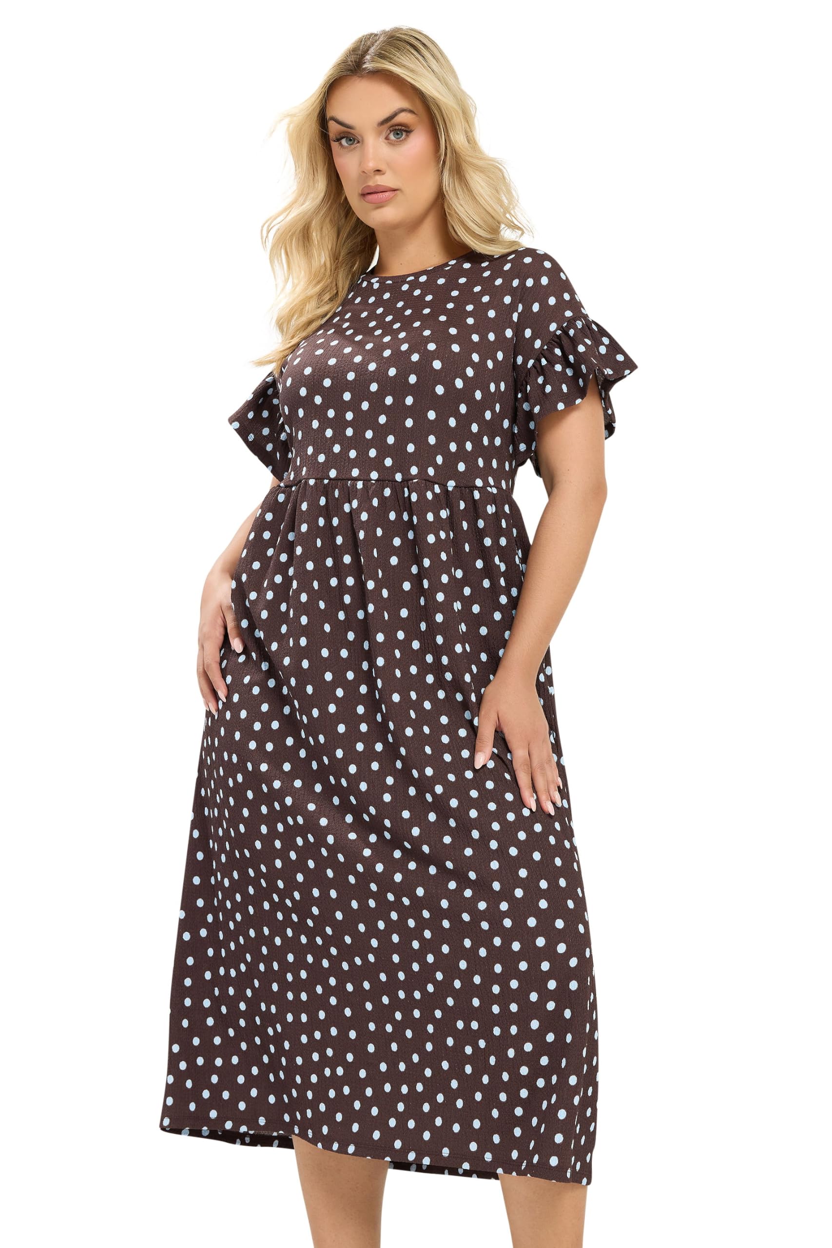 Yours Women's Chocolate Polka Dot Maxi Dress In | Size: 22/24