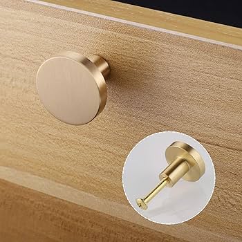 JMIATRY 20 Pcs Gold Drawer Knobs, 25 * 20 Mm Round Brass Cabinet Knobs With Screws, Gold Drawer Handles For Drawer, Cupboard, Wardrobe And Furniture