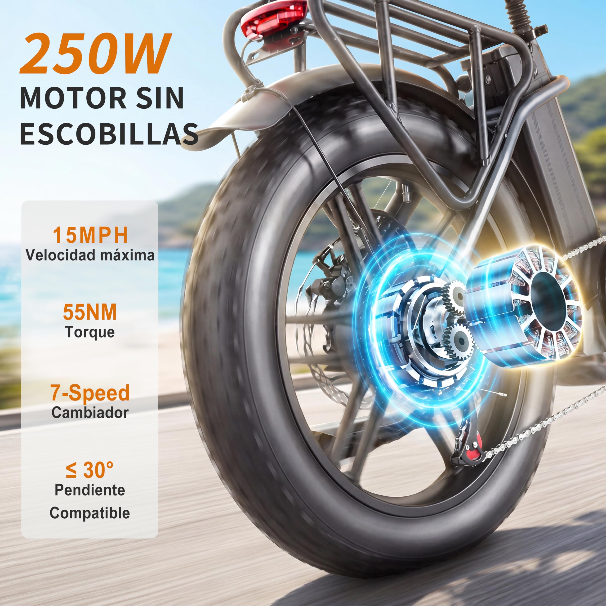 Bicicleta Eléctrica Adulto 20" Neumáticos Todo Terreno 250W Urbana