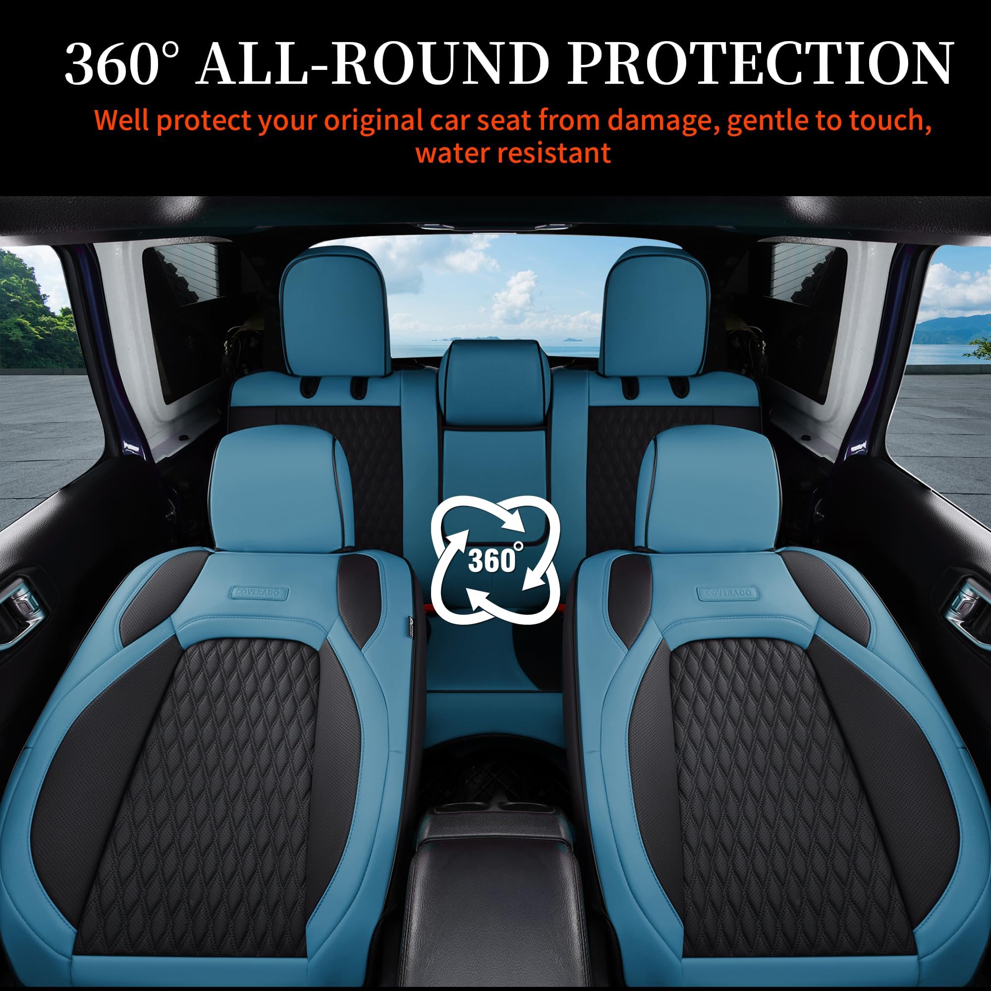 Coverado Wrangler JK Seat Covers 4 Door for Jeep Waterproof Leather Car Seat Cover for Jeep Wrangler Vehicle — view 7