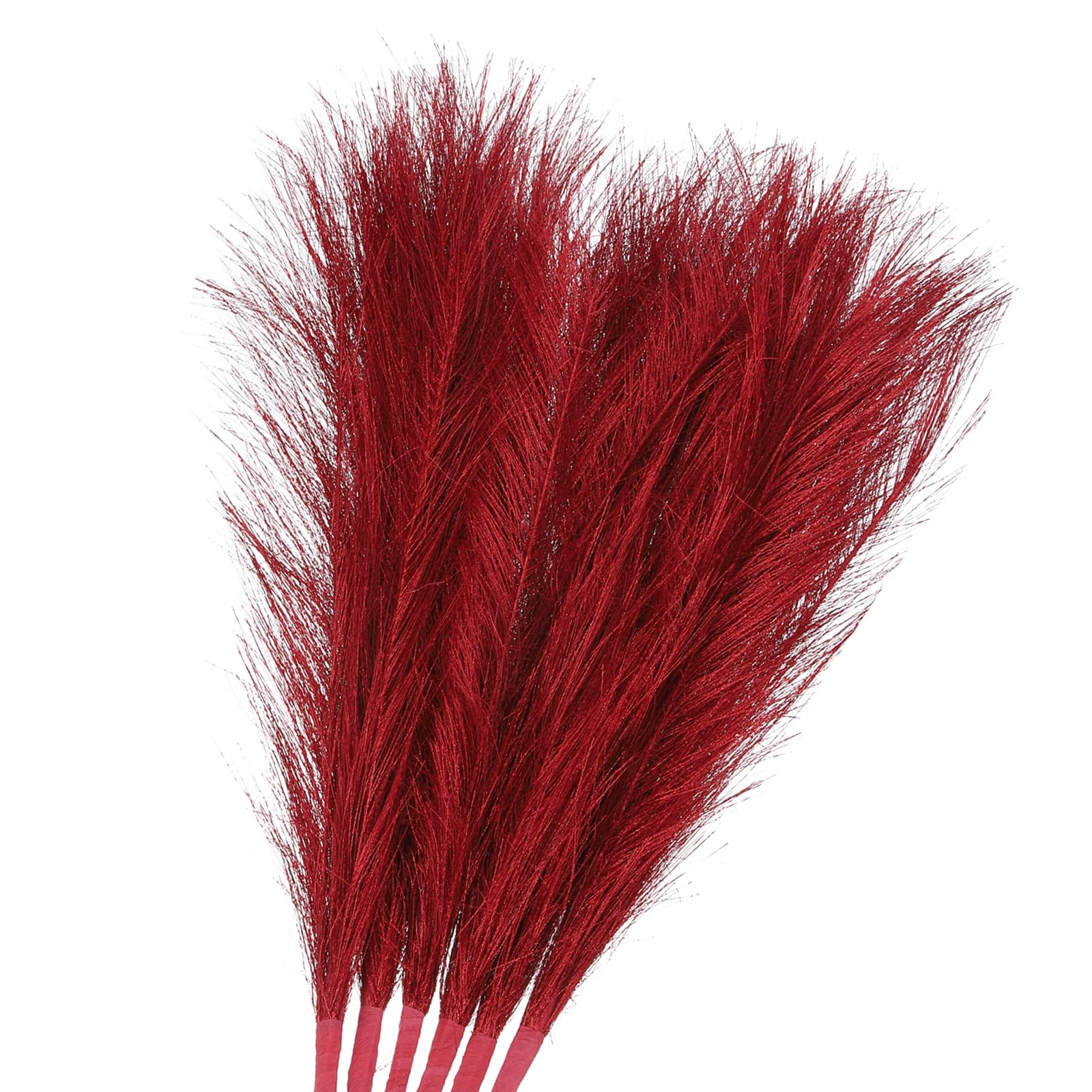 GLOKUUCA Pampas Grass - 6 Pack Artificial Vase Filler Fits for Wedding Party Decorate - Fabric Artificial Grass - (17.7", Red)