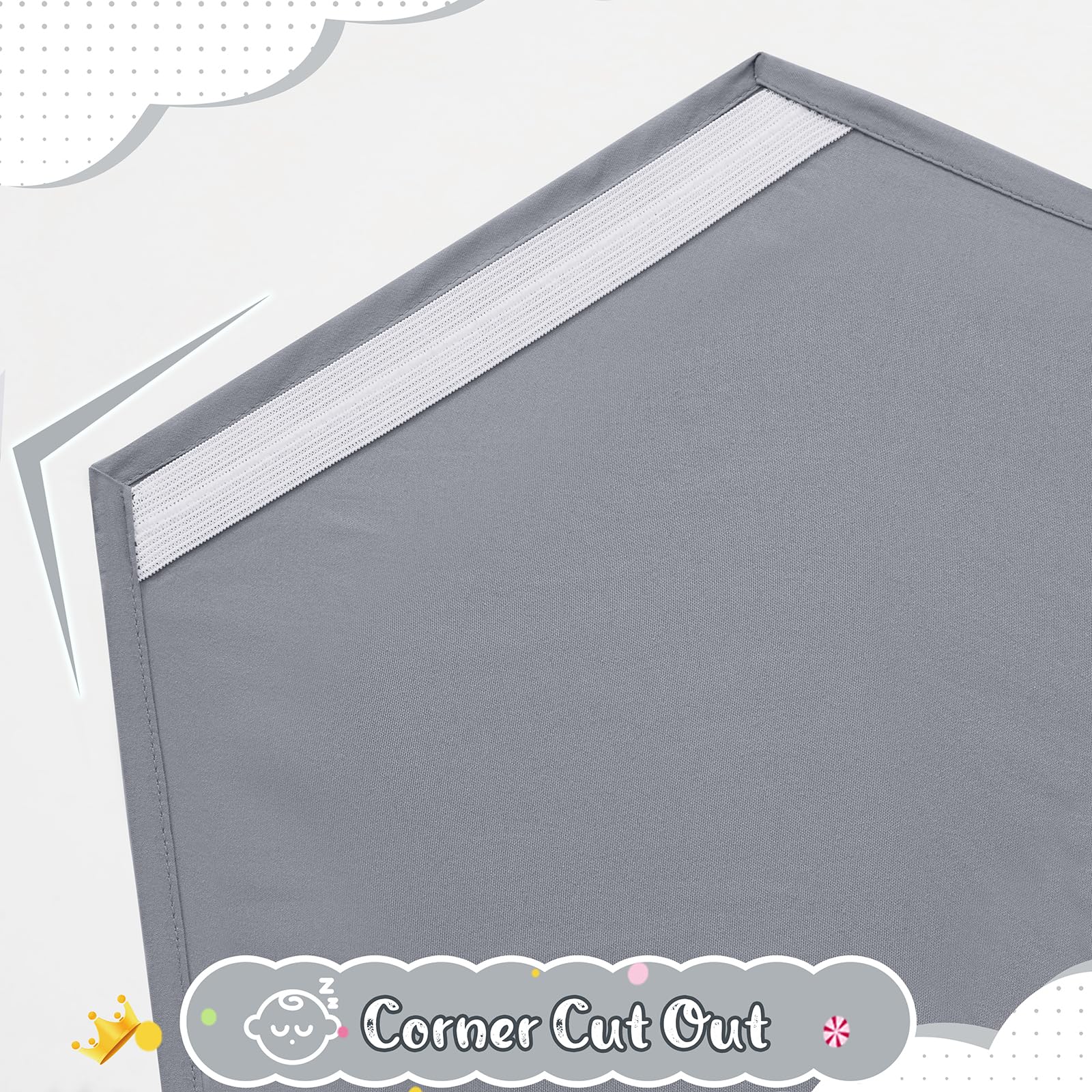 Horbaunal Confezione da 10 lenzuola grigie per culla per asilo nido/prescolare, dimensioni standard, 58,4 x 129,5 cm, lenzuola con angoli in microfibra, per bambini in età prescolare, accessori