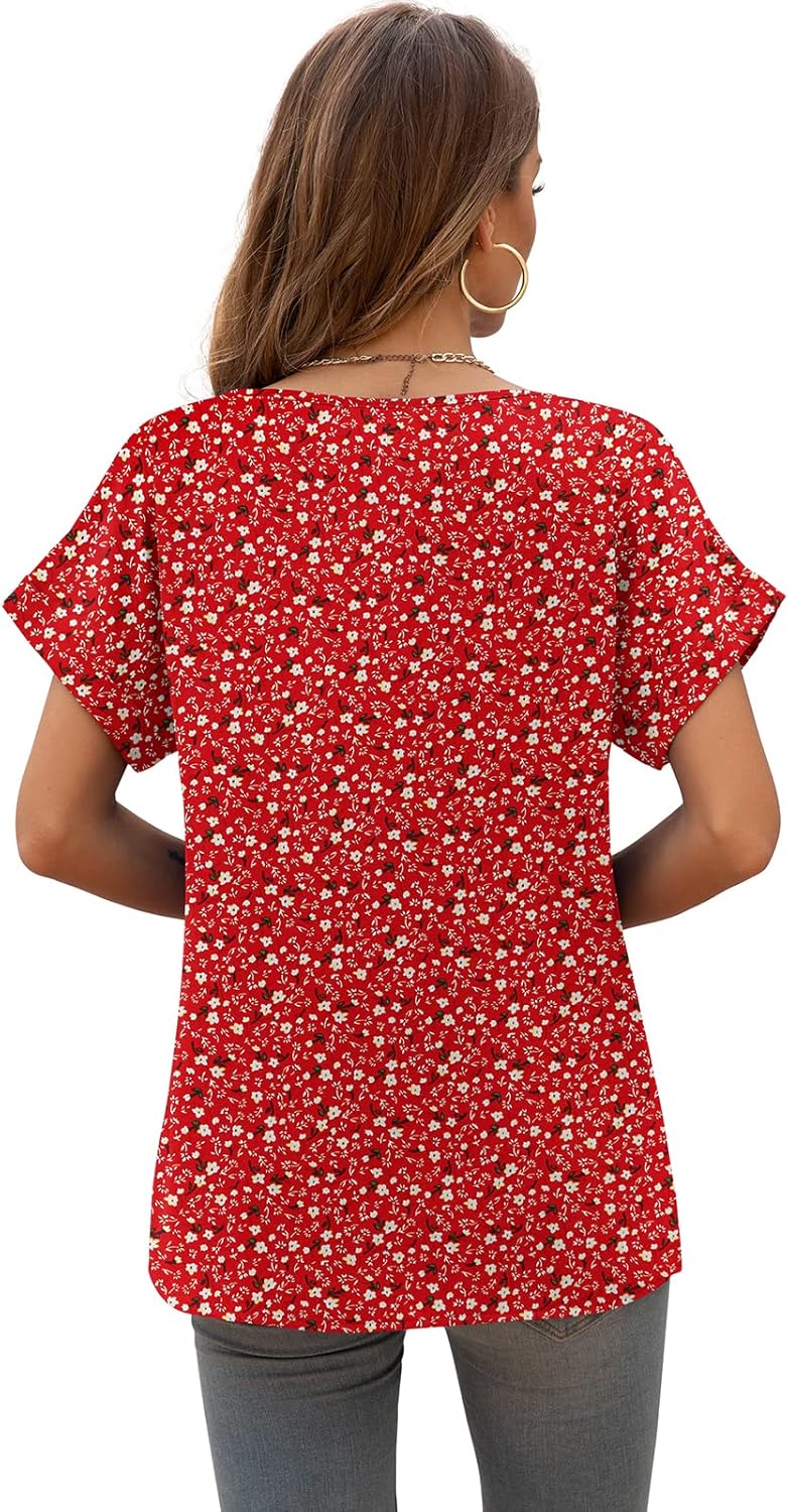 QUEZHU Summer Blouses for Women Elegant Casual V Neck Chiffon Blouses Tops Shirts - Image 5