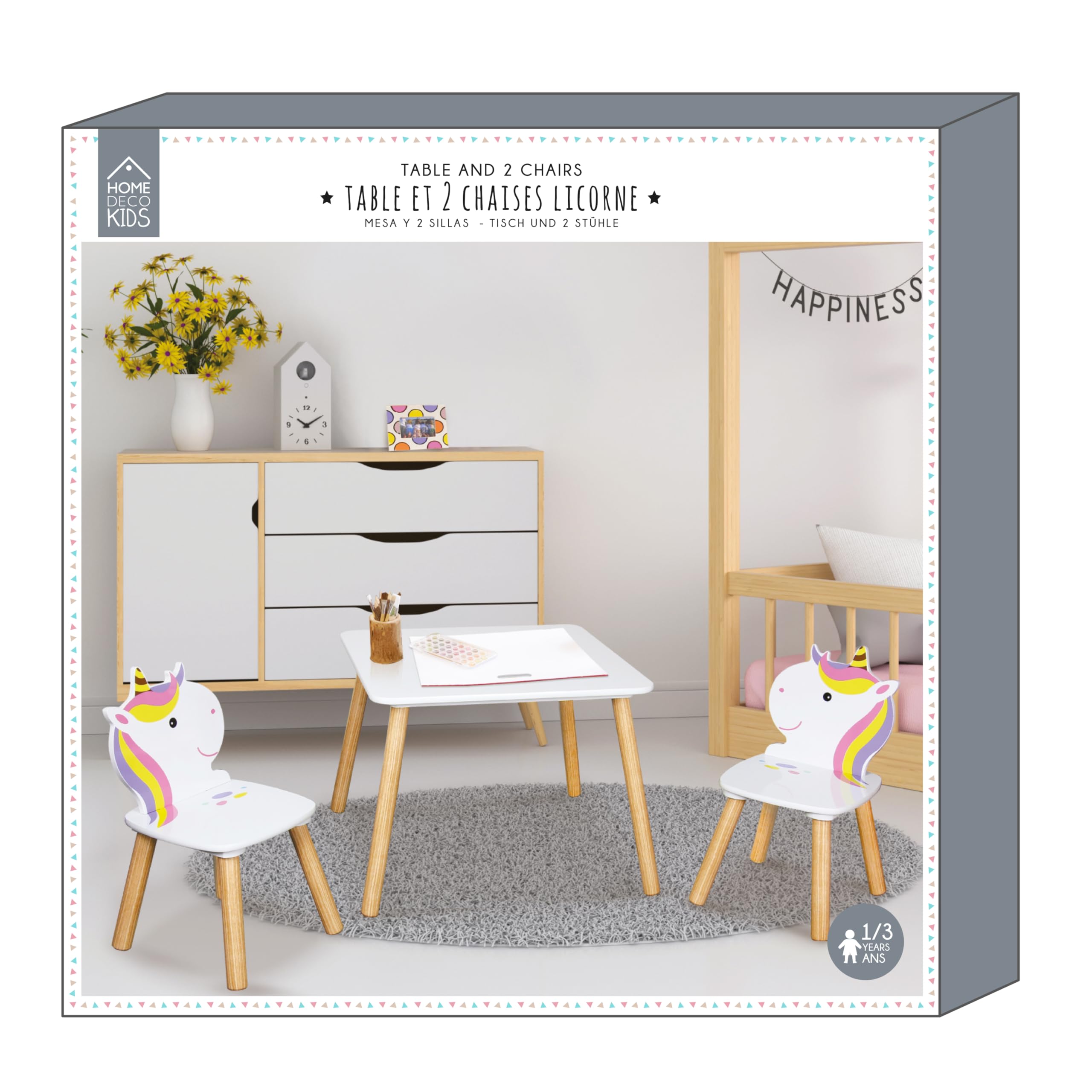 HOME DECO KIDS MESA C/2 SILLAS INF. UNICORNIO