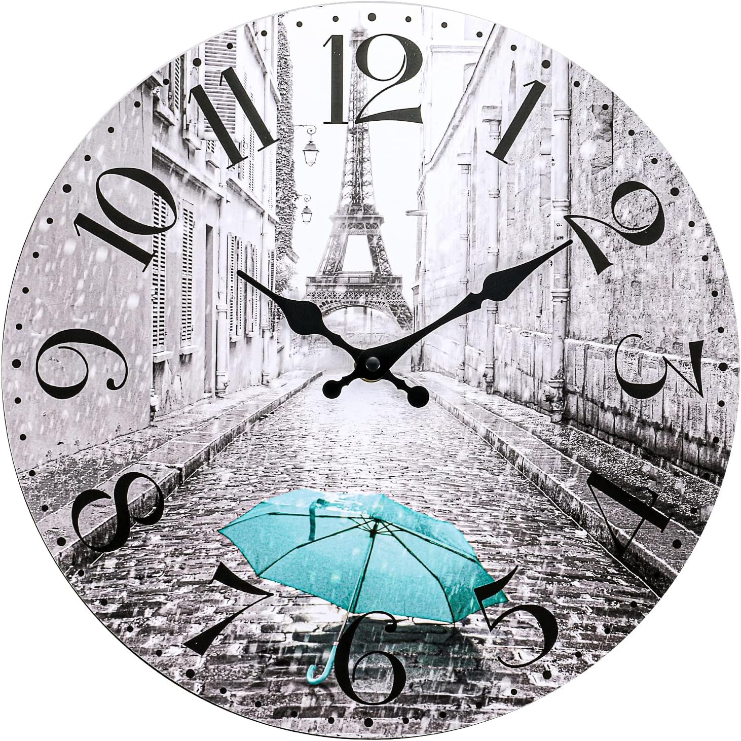 ERWSHUO Wall ClockParis Decor for BedroomEiffel Tower Decor12 Inch