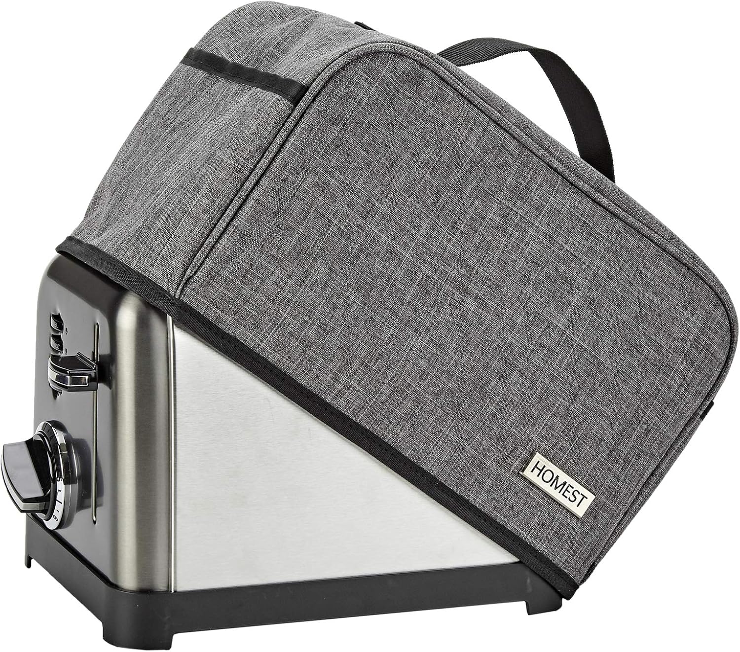HOMEST Toaster Cover with Pockets Compatible with Cuisinart 2 Slice, Can Hold Jam Spreader Knife & Toast Machine Tongs, Dust and Fingerprint Protection, Grey