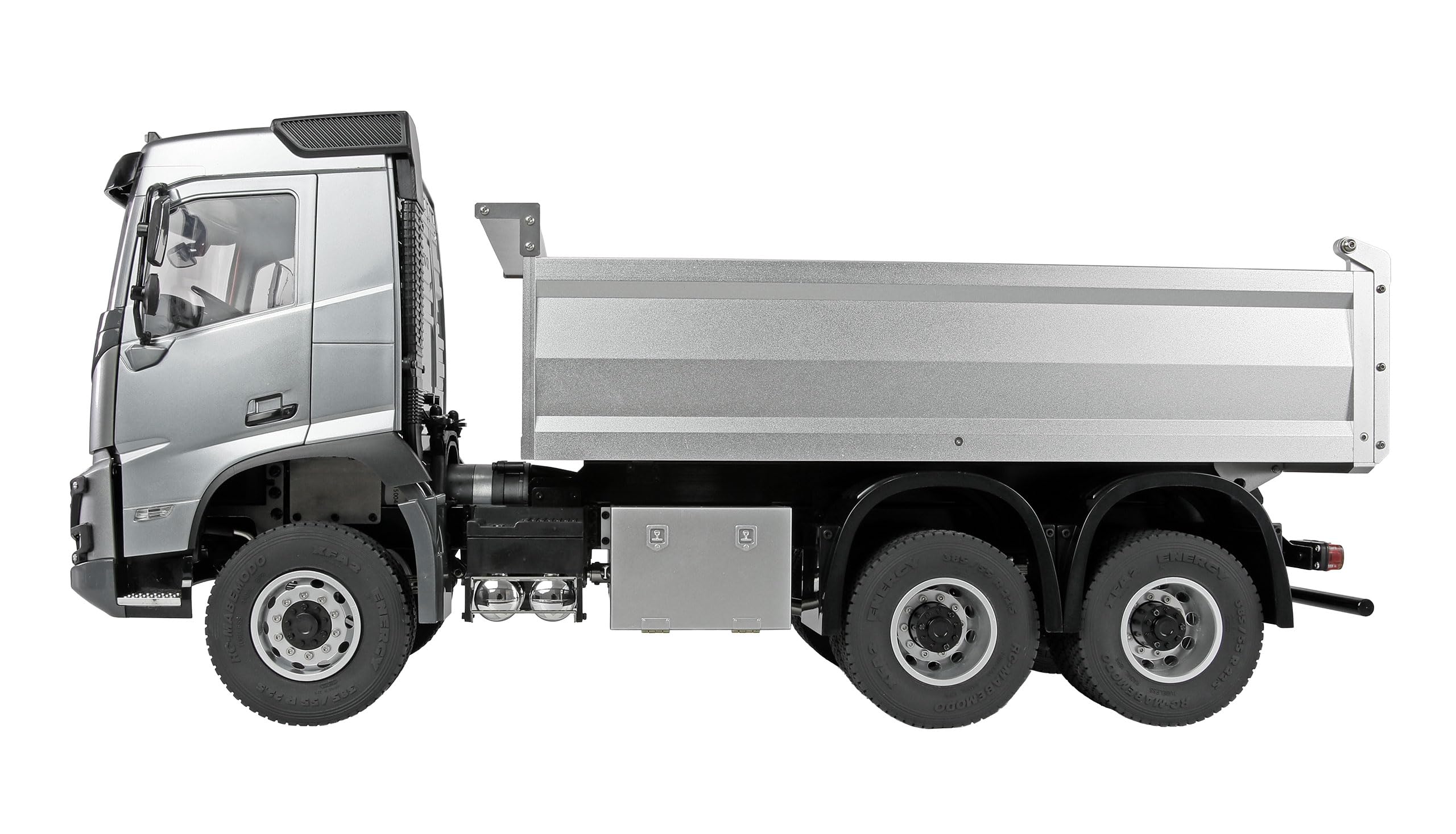 Volvo FMX E015 wywrotka licencyjna ciężarówka 6x4 1:14 RTR srebrna zdalnie sterowana