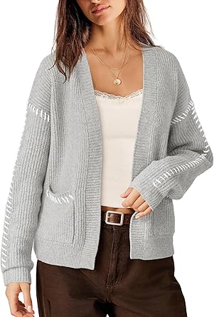 Yanekop Womens Chunky Cardigan Sweaters Oversized Open Front Cardigan Casual Cable Knit Sweater Trendy Fall Fashion