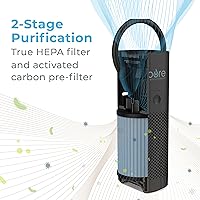 Vista 5 de Pure Enrichment - Mini purificador PureZone de aire portátil – Filtro True HEPA inalámbrico que limpia el aire y elimina el 99.97% del polvo, olores