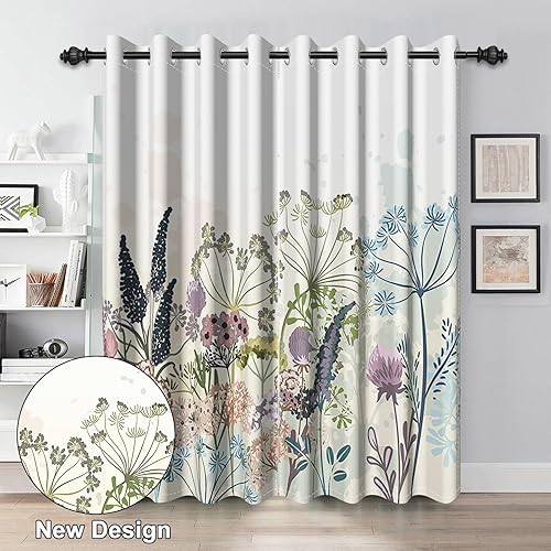 Miniatura 2 de Renaiss Cortinas opacas con diseño de flores silvestres con aislamiento térmico para dormitorio, 29 pulgadas de ancho x 55 pulgadas de largo, juego