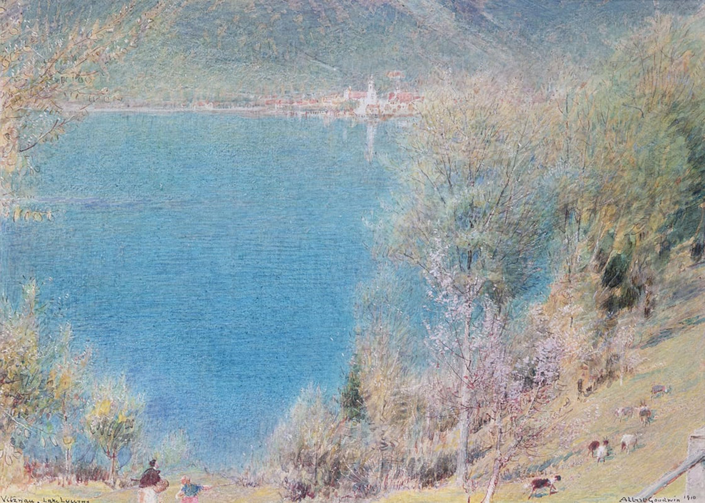 POSTERIIk Vintage Art Print Images Pictures Print Witznan Lake Lucerne by Albert Goodwin Modern Colour Posters for Office Home Decor 60x90cm