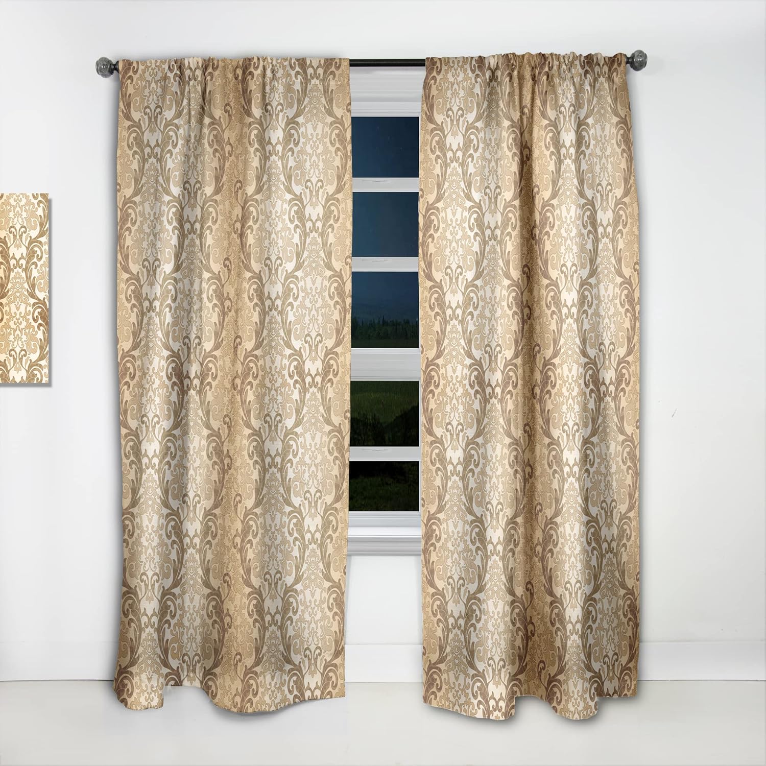 DesignQ Curtains 'Damask Pattern' Curtains for Bedroom, Curtains for Living Room, Curtains & Drapes - Thermal Insulated - Single Panel-52x84
