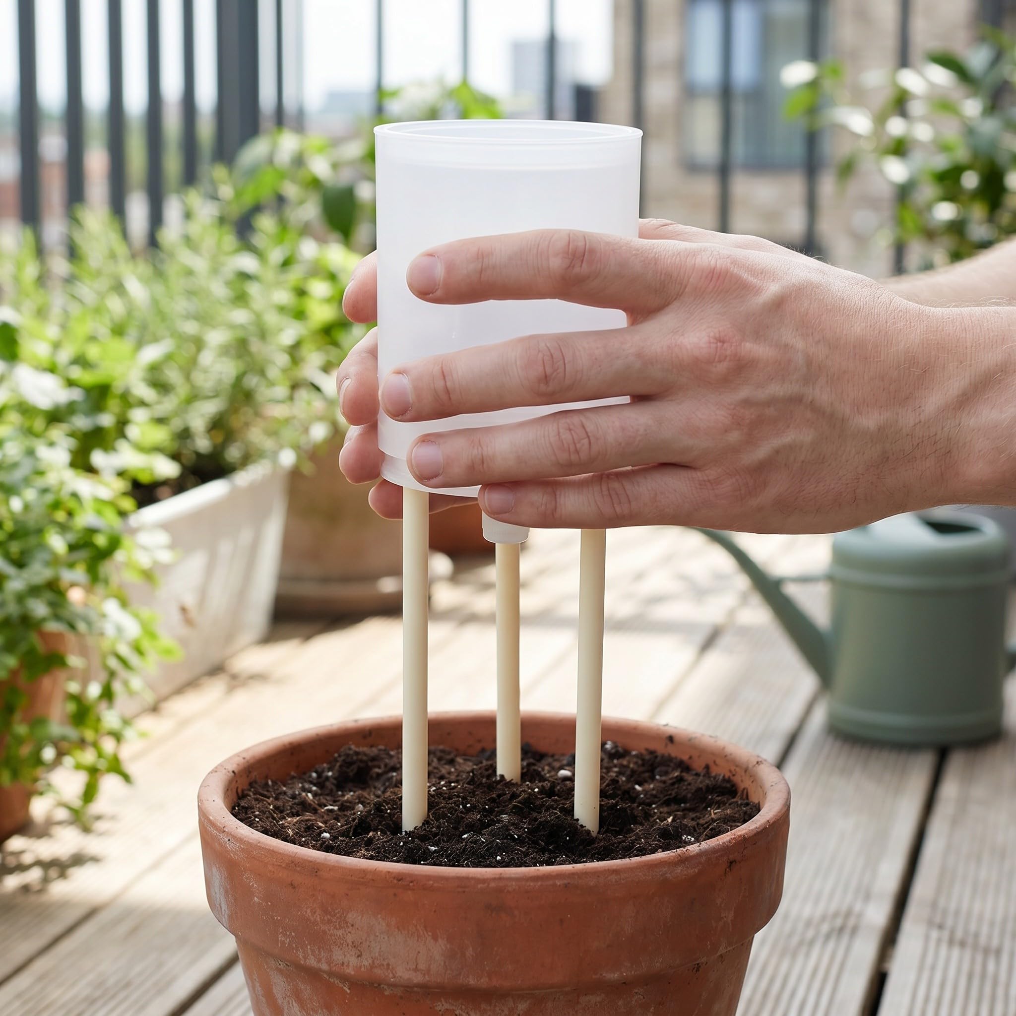Lurrose Set di 4 vasi autoirriganti con Punta, gocciolatore a Flusso Regolabile per Piante su palo di Muschio, Dispositivo di irrigazione Automatico per Monstera, irrigatore per palo di Muschio