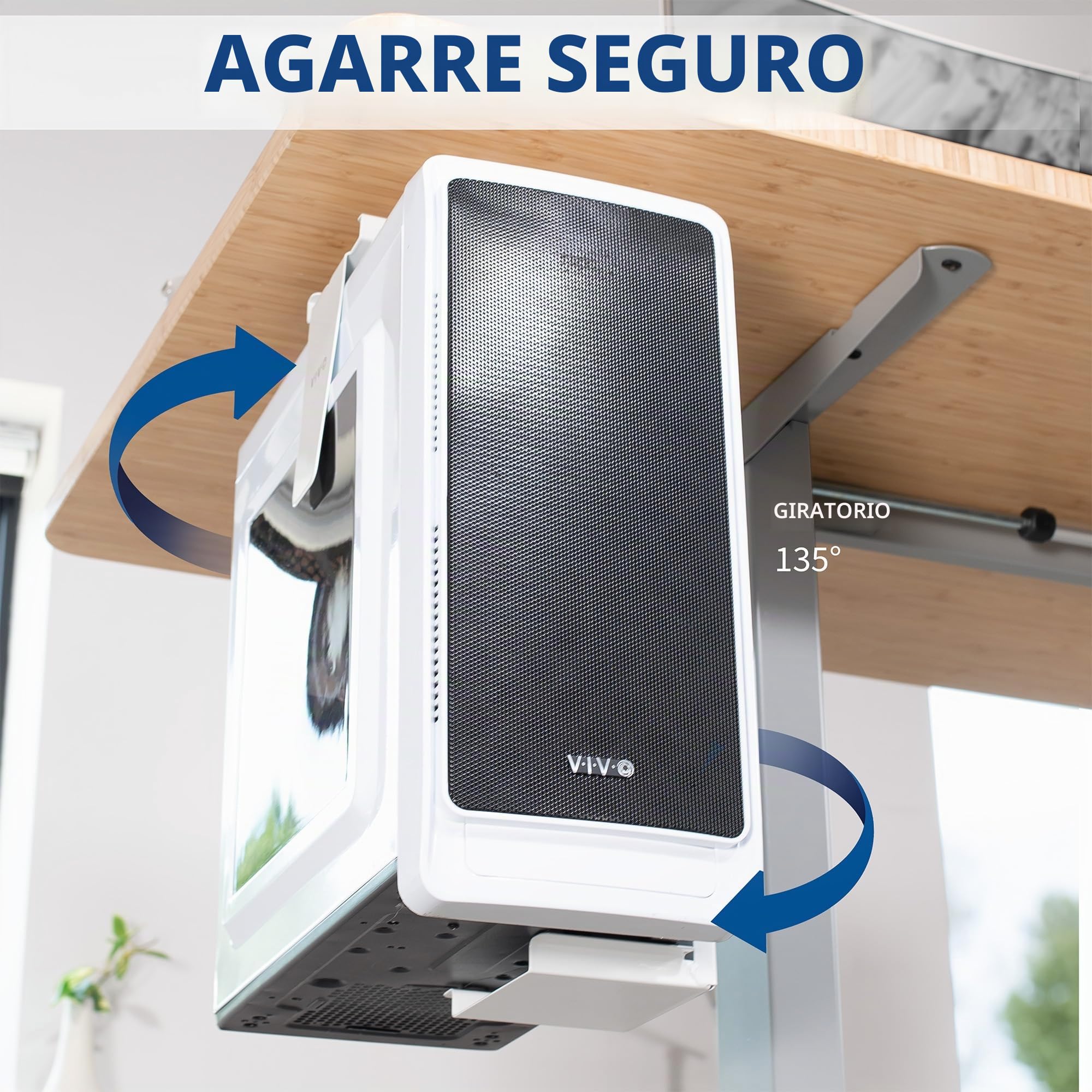 VIVO Mount-PC01W - Soporte Ajustable Debajo del Escritorio y Pared para PC de 3.5 a 7.8 Pulgadas de Ancho, Soporte de CPU con Giro y Bloqueo Seguro, Blanco, MOUNT-PC01W