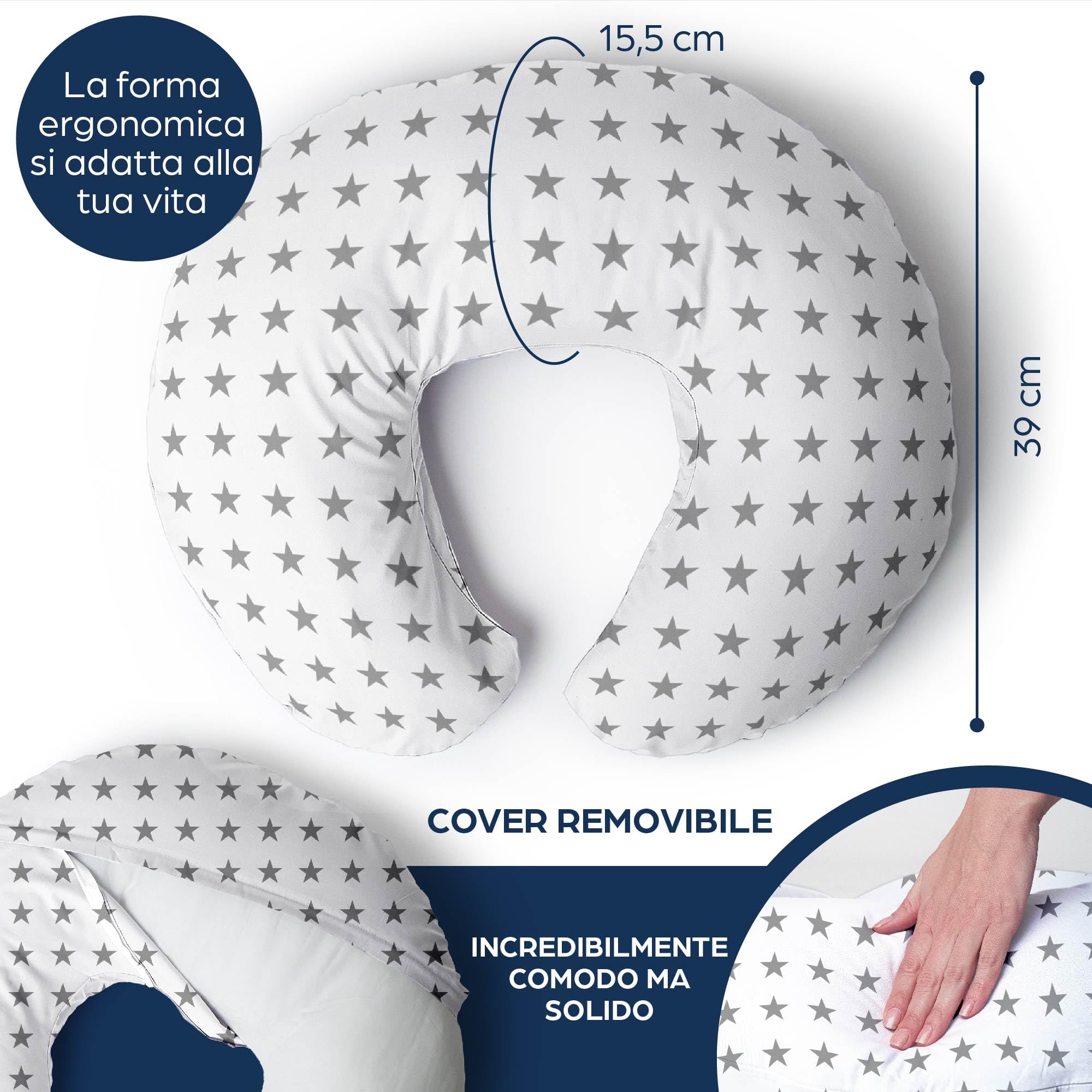 Cuscino Allattamento Träumeland - Microperle EPS, Cotone, Sfoderabile, Grigio - Per Nanna E Viaggio - Foto 2