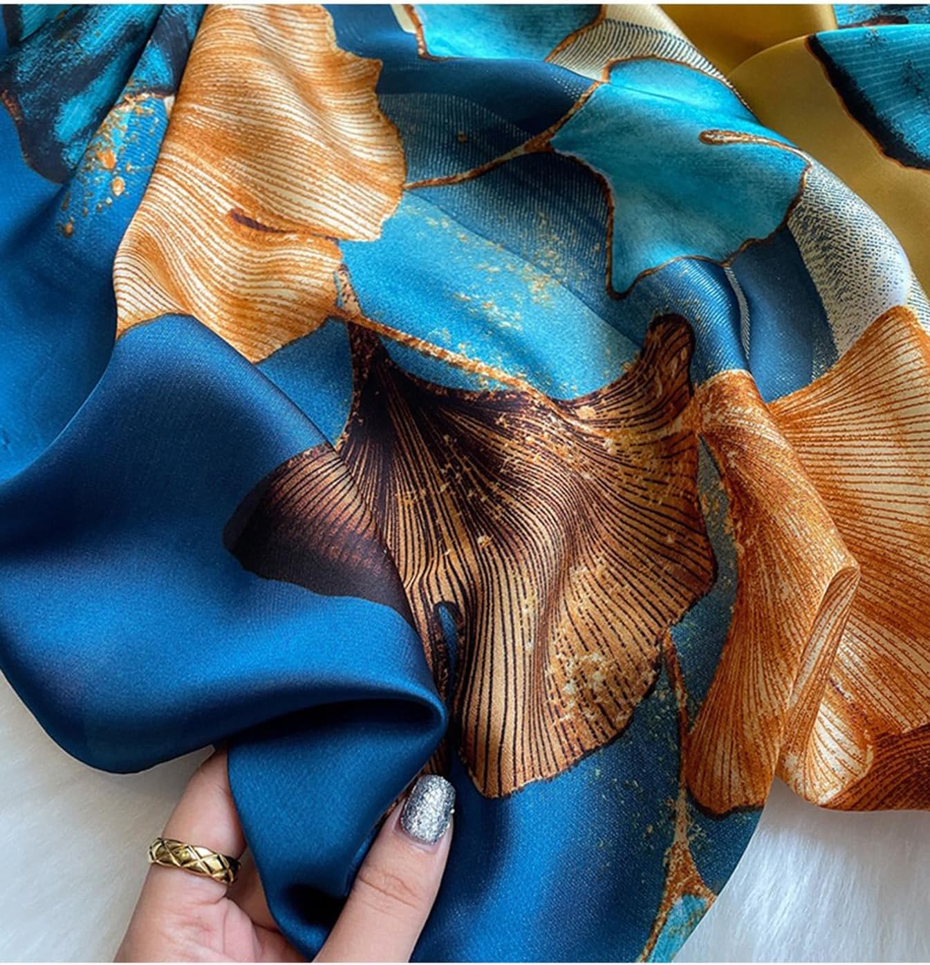 Silk Scarf Mulberry Silk Fashion Scarves Long Lightweight Shawl Wrap … - Image 7