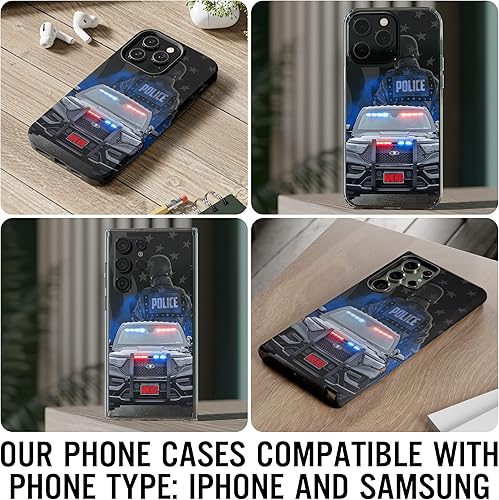 Miniatura 6 de Funda de teléfono personalizada para oficial de policía de automóvil, bandera estadounidense, policía, regalos con nombre personalizado, para marido