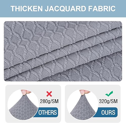 Miniatura 2 de smiry Stretch Jacquard Seat Covers for Dining Room Chairs Set of 4, Removable Washable Chair Seat Protector Slipcovers, No Rear Covers, Grey