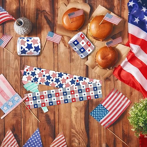 Miniatura 6 de Tablero de anuncios de estrella roja, blanca y azul, de 66 pies, bandera estadounidense, patriótica, búfalo, decoración de borde para 4 de julio,